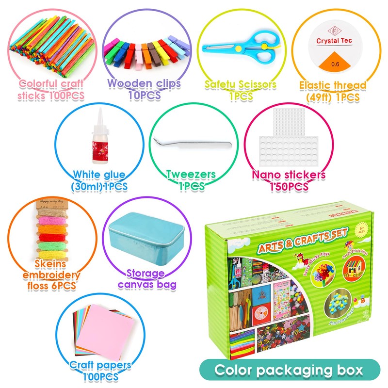 Sundaymot Arts and Crafts Supplies for Kids, 2000+Pcs Craft Kits