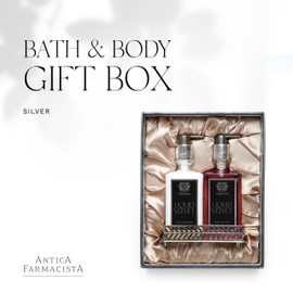 Antica Farmacista Liquid Velvet Acrylic Bath & Body Gift Set - Moisturizing Scented Lotion - Premium Hand Wash - With Silver Tray - Mother's Day Skincare Gift - Hand & Skin Hydration - Liquid Velvet