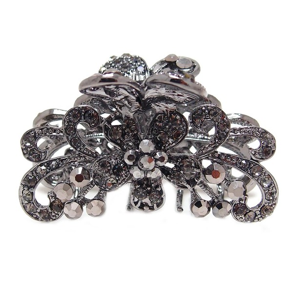 Black Crystal Metal flower/butterfly hair claws & clips #1167