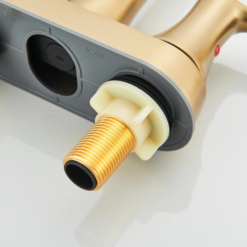 SHOWER-HOME Brushed Gold Bathroom Sink Faucet Waterfall 2-Handle Centerset Vanity