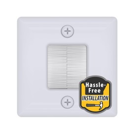 DataComm Electronics 1 3/4" Hole Saw Wall Plate with Brushes, In-Wall Cable Management for Low-Voltage Cables, Hides Multiple Cords, DIY-Friendly Cord Hider for Wall-Mounted TV and Camera