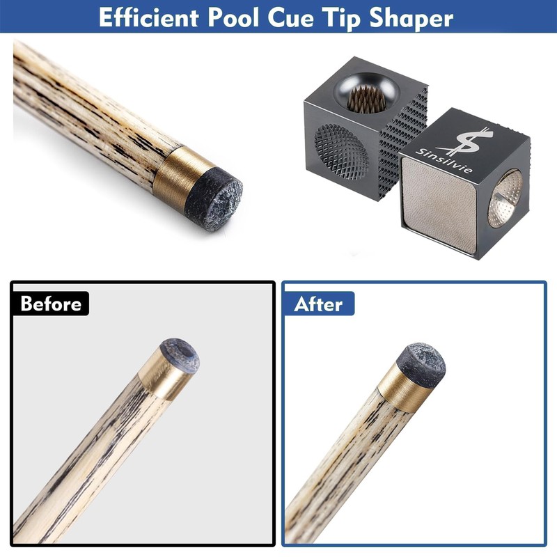 Sinsilvie Pool Cue Tip Shaper 5 in 1 Cue Tip