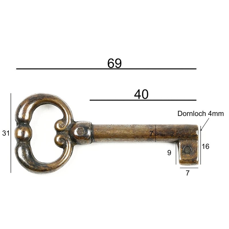 Furniture Key Antique Style Furniture Bronzed Replacement Key Blank Brass