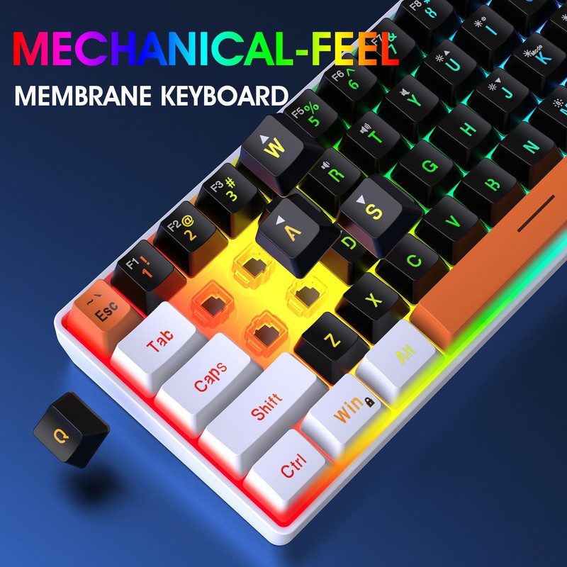 Snpurdiri 60 Percent Wired Gaming Keyboard, RGB Backlit Mini Gaming