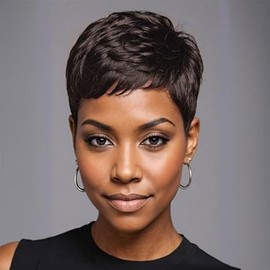 WOCWIG Short Hairstyles Wigs For Black Women Synthetic Short Pixie Cut Wig For Daily Use