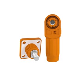 1 Set Battery Energy Storage Connector, Quick Plug Terminal High Current Connectors Right Angle Plug and Socket IP67 Waterproof Power Connector Stud Wiring Method 60A 10mm² (60A, Orange)