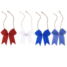 Meseey 24 Pcs Mini Red White Blue Burlap Ribbon Bow 3 Inch 4th of July Bows for Independence Day Crafts Sewing Scrapbook Wedding Christmas Decorations (Royal Blue/Navy/Red/White, 3 Inch)