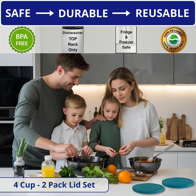 KlareWare Replacement Lids for - 4 Cup Storage Bowl Covers,