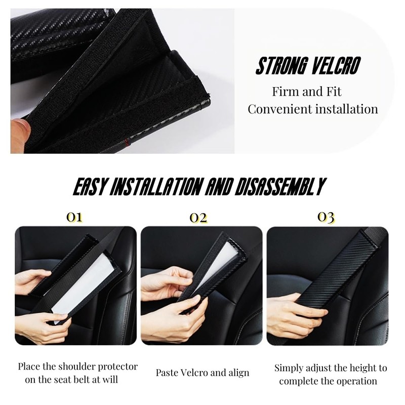 JULOPO 2Pcs Carbon Fiber car seat Belt Cover car seat