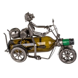 Out of the Blue 71/3193 Metal Bottle Holder, Motorcyclist I, Approx. 30 x 21 cm, Ideal as Decoration and Gift Packaging