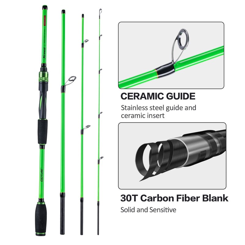 4 Piece Travel Spinning Fishing Rods Portable 4 Sections Lightweight