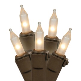 Vickerman Set of 100 Clear Frosted Mini Christmas Lights - Brown Wire