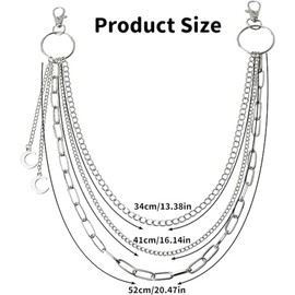Pant Chains Emo-style Accessories with Gothic Moon Multi-layer Wallet Chain Belts Belt Chains Gothic Body Chain Gifts for Men,Goth Punk Accessories Pant Chains And belt chains gothic