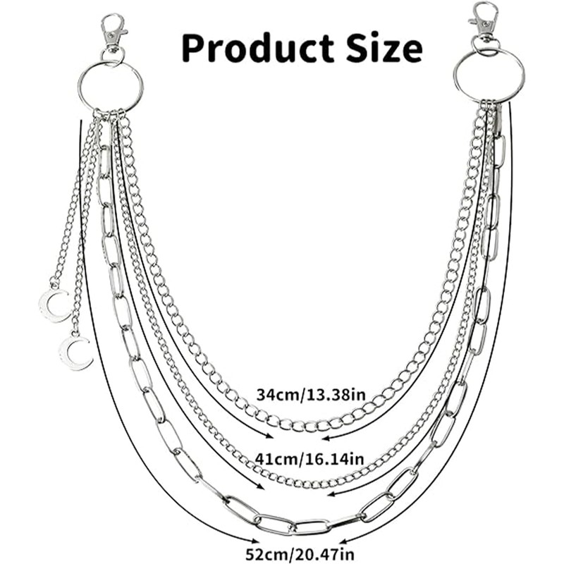 Pant Chains Emo-style Accessories with Gothic Moon Multi-layer Wallet Chain