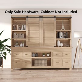 ZEKOO 2.5-8 FT Super Mini Barn Door Hardware Kit for Small Cabinet TV Stand Console,Flat Track J Shape Hanger (4FT Double Door Kit)