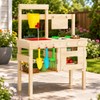Wooden Outdoor Mud Kitchen for Kids, Waterproof Solid Wood Play