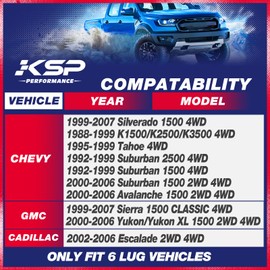 KSP 1-3" Torsion Bar Key For Silverado Sierra 1500, Adjustable Forged Torsion Lift Kits Fit K1500 K2500 K3500 Tahoe Yukon Suburban,Steel Suspension Level Kit Compatible With Chevy GMC 6 Lug Truck SUV