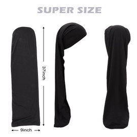 2 Pcs Large Long Braid Hair Bonnet,37 Inch Long Bonnet for Braids,Suitable for Extra Long Hair and Braids,Elastic Milk Silk Hair Cap,Nightcaps for Men and Women, Not Easy to Fall Off Black