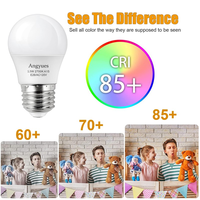 Angyues Low Watt Light Bulbs, 1.5W LED Bulb Equivalent 15W20W