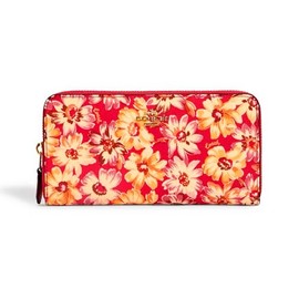 Coach Women's Patent Crossgrain Leather Accordion Zip Wallet (IM/Pink Multicolor)