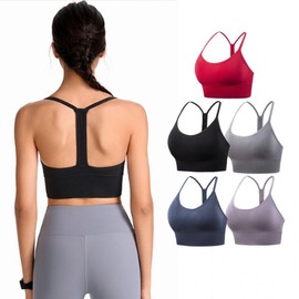 HL] Bra Pilates Pole Wear Single Back Strap Top with Firm Band 03.Black/S