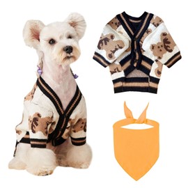 1 Piece Of Dog Clothes And 1 Piece Of Saliva Towel, Cute Dog Clothes, Knitted Cardigan For Dogs, Warm Clothes For Dogs, Pet Supplies