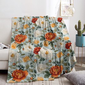 Bidesk - Manta floral colorida – Manta de franela ultra suave y acogedora, cálida, ligera y mullida, perfecta para cama, sofá, viajes y uso al aire última intervensión, para hombres, mujeres y adultos