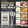 100 Pack Heavy Duty Clear Spoons – Re-usable & Dishwasher