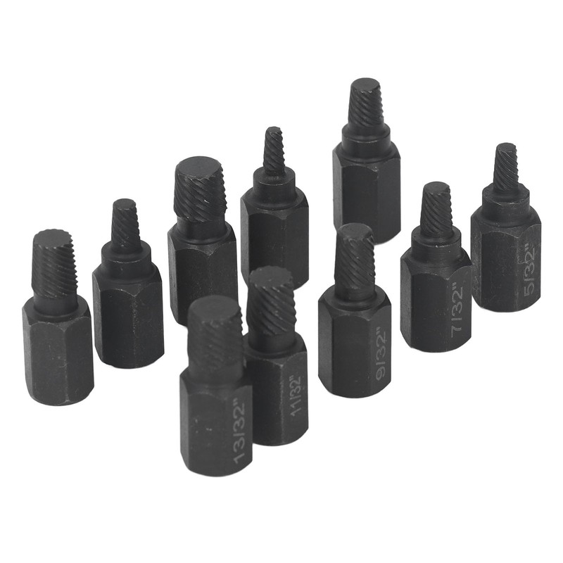 10Pcs Broken Screw Extractor Set 1/4 7/32 3/16 5/32 1/8