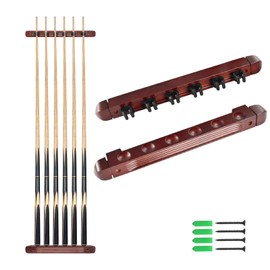 MoyanSuper Pool Cue Rack Wall Mounted Rack Billiard/Pool Cue Wall Rack Cue Rest Cue Stick Holder (Burgundy / 6 Cues)
