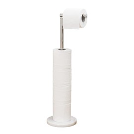 Songtec Toilet Paper Holder Stand, Free Standing Tissue Roll Holder, Heavy Natural Marble Base, Sturdy for 5 Toilet Paper Rolls (Marble Base, Brushed Nickel)