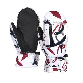 Safesense Ski Gloves Mittens Women Men Very Warm Mittens Snowboard Gloves Winter Waterproof Abstract Doodles L