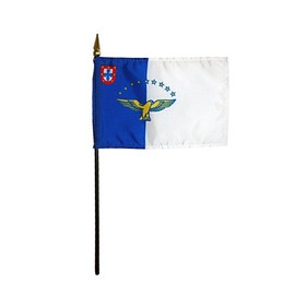 Azores Flag - 4 in x 6 in World Stick Flag Desktop or Hand-Held Flag