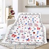 Luxury Plush 4th of July Patriotic Blanket Stars Fireworks Flower