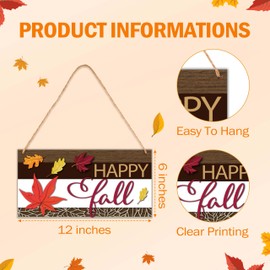 Fbitey Fall Decor Wooden Sign - Thanksgiving Decoration for Front Door - Autumn Farmhouse Decor, Perfect Housewarming and Holiday Gifts 6x12 Inch (Happy Fall) A01