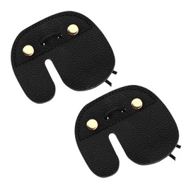 YINETTECH 2PCS Leather Archery Finger Tab Double Thickness Protective Guard Pad Fingers Protector Shooting Practice Gear for Recurve Bows Shooting Bow Arrow Black
