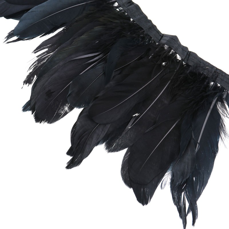 YINETTECH 1 x 2 m Goose Feather Feather Trim Black