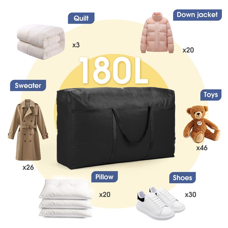 YiMiLiu 180L Extra Large Storage Bag Waterproof Luggage Bag Heavy