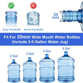 VARACL 5 Gallon Water Jug Cap - Reusable Silicone Non-Spill Water Bottle Caps with Hole for 55mm Water Bottle, 3 & 5 Gallon Bottle Water Dispenser Caps (4 Pack)