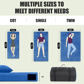 Memory Foam Camping Mattress Sleeping Pad, 3 Inch Thick Waterproof Portable Roll up Mattress-Car/Tent/Cot/Floor,Comfortable Sleeping Mats for Guests Kids Adult Sleepover (Blue, Twin:75 * 38 * 3")