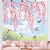 Whaline 9 Sheets Cherry Blossom Floral Window Clings Spring Glass