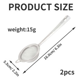 Small Sieve Fine Mesh, 2 Pcs Tea Strainers for Loose Tea, Mini Small Tea Sieve Fine Mesh, Stainless Steel Siveve Sift with Handle Strainers for Loose Tea Cocktail Spices and Baking