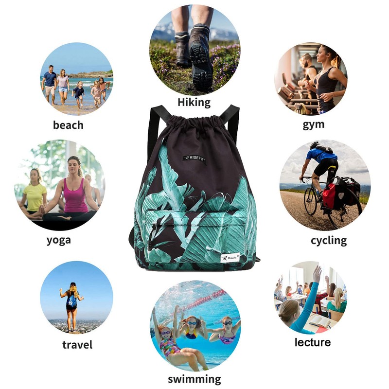 Risefit - Bolsa impermeable con cordón, bolsa de gimnasio, mochila
