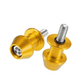 PARSLUCK 1 Pair Swingarm Spools, 8mm M8x1.25 CNC Swing Arm Spools Sliders Stand Universal for Motorcycle Durable Aluminum Gold Tone Stable