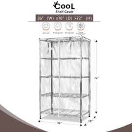 okcool Waterproof Shelf Cover,All Clear Wire Shelf Cover with Zipper,Transparent PVC Clearly Visible.(Fits 36" Wx18 Dx72 H Shelves)