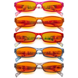 Eyekepper 5 Pack Computer Glasses Digital Eye Strain Prevention Blue Light Filter Reading Glasses Orange Tinted +0.00