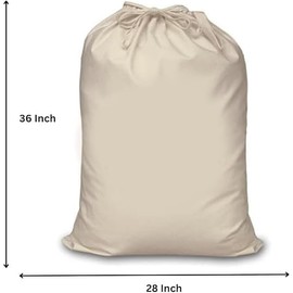 Mayatra's Organic Cotton Laundry Bag Set - Eco-Friendly, 100% Pure Cotton Drawstring Travel Organizer - Large, Foldable & Washable (Pack of 2)