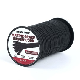 Marine Grade Bungee Cords Heavy Duty Outdoor - Bungee Cord Roll - 100% Stretch Elastic Cord and Absorbent Bungee Shock Cord for Kayak Deck, Camping, Crafting (3/16" x 100ft)