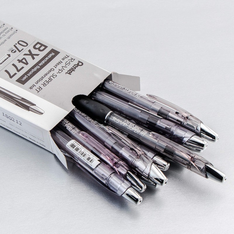 Pentel RSVP Super RT Ballpoint Pen, (0.7mm) Fine Line, Black