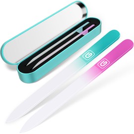 Professional Salon Quality Glass File for Natural Nails Etched on Both Sides Gently and Comfortably Suitable for Men's and Women's Manicure and Nail Care Beautifully Boxed Glass Nail File 2Pack